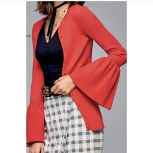 Cabi Trumpet Ribbed Knit Cardigan Sweater-L